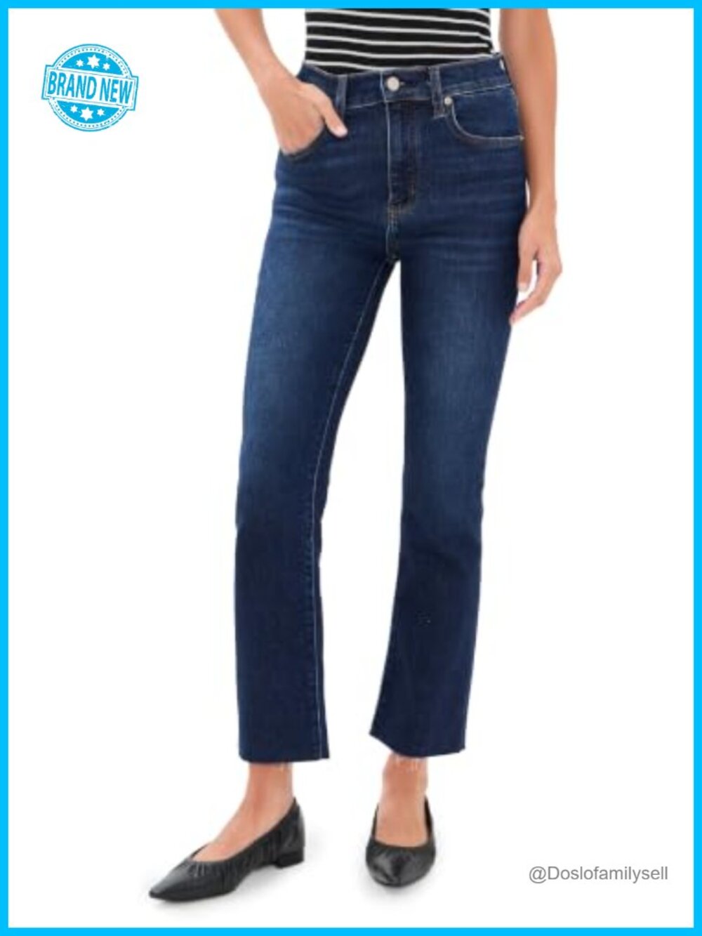 High-Rise Crop Flare Jeans Super-Stretch Denim 5-Pocket Styling